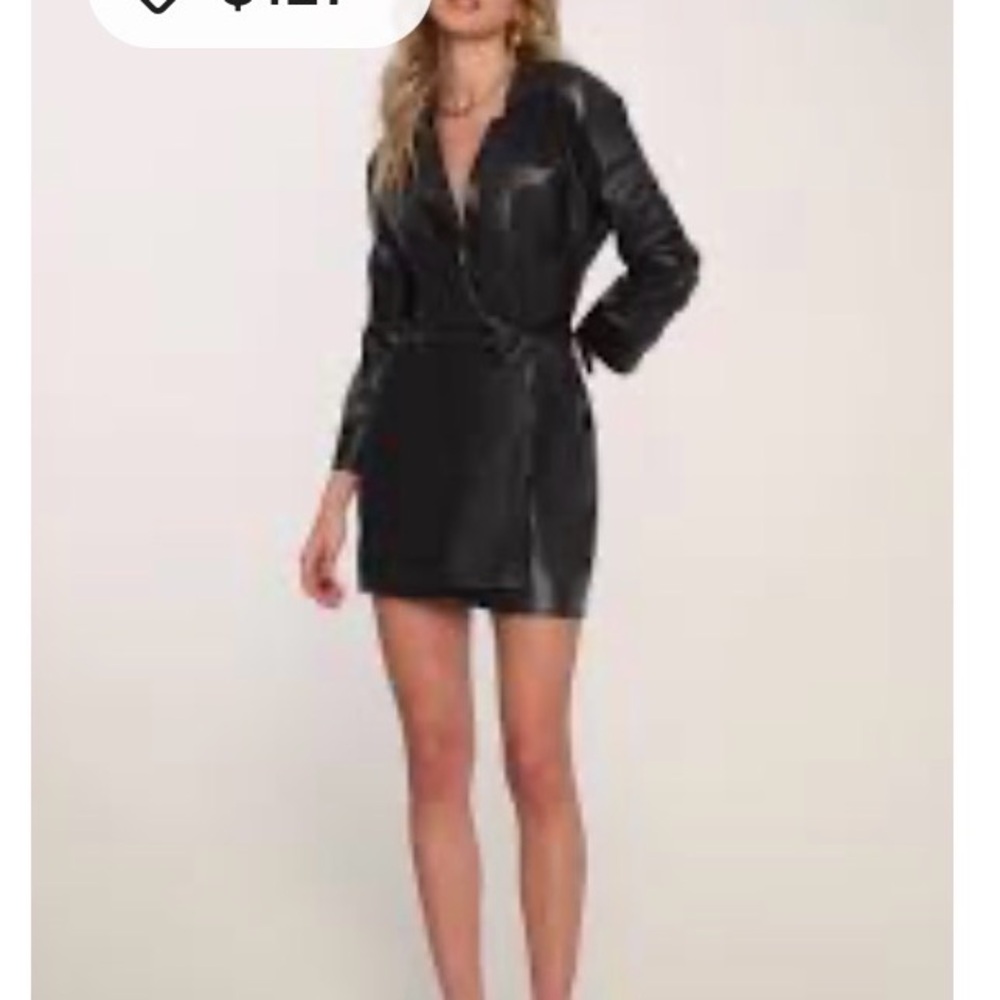EllyBazar Black Satin Wrap Dress - Picture 2 of 5